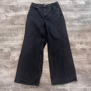 Abercrombie & Fitch Curve Love High Rise Wide Leg Black Wash Jeans Womens Sz. 27